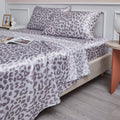 Wrinkle-Resistant Satin Sheets Twin Silk Sheets Silver Leopard Bed Sheet Set Deep Pocket Bed Flat Fitted Sheet, 3-Pieces - Luxury Bed Sheet Set with Deep Pockets - Default Title