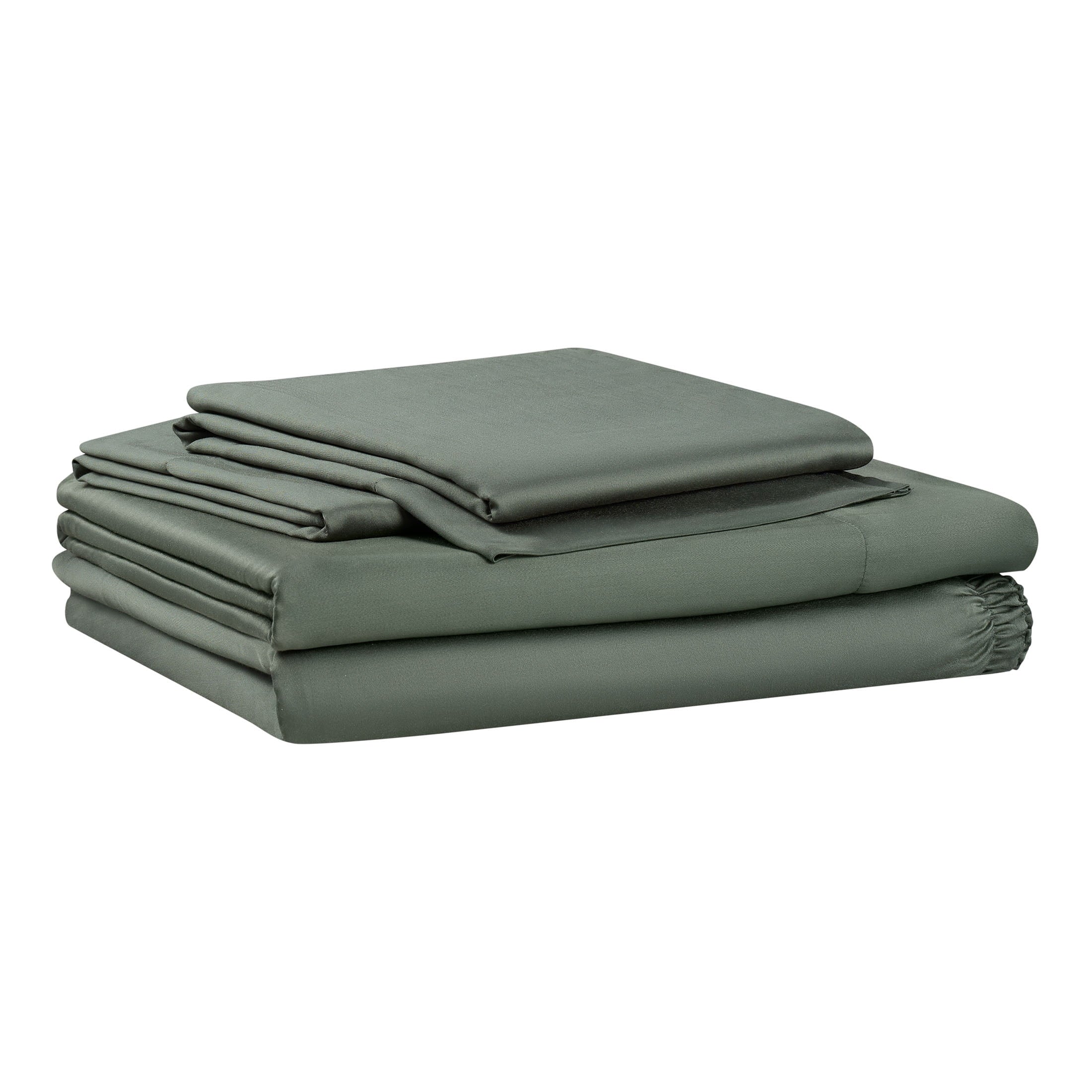 Cooling Sateen 4-Piece & Silky Serenity 100% Bed Sheets Set, Flagstone, Queen - Premium Ultra-Soft Pillowcase Pair for Sleeping - Default Title