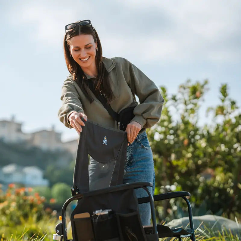 Premium All-Weather Adjustable Rocker - Choice 573 - RoadTrip Rocker Smooth Motion Camp Chair Detail