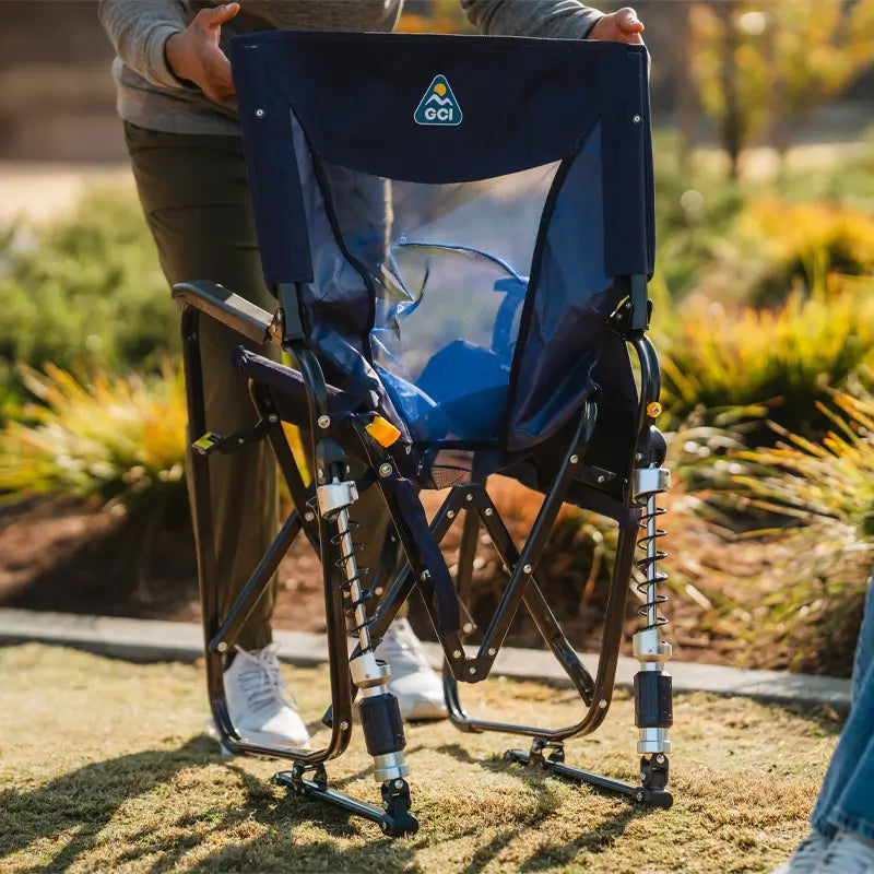 Premium All-Weather Adjustable Rocker - Choice 573 - RoadTrip Rocker Smooth Motion Camp Chair Detail