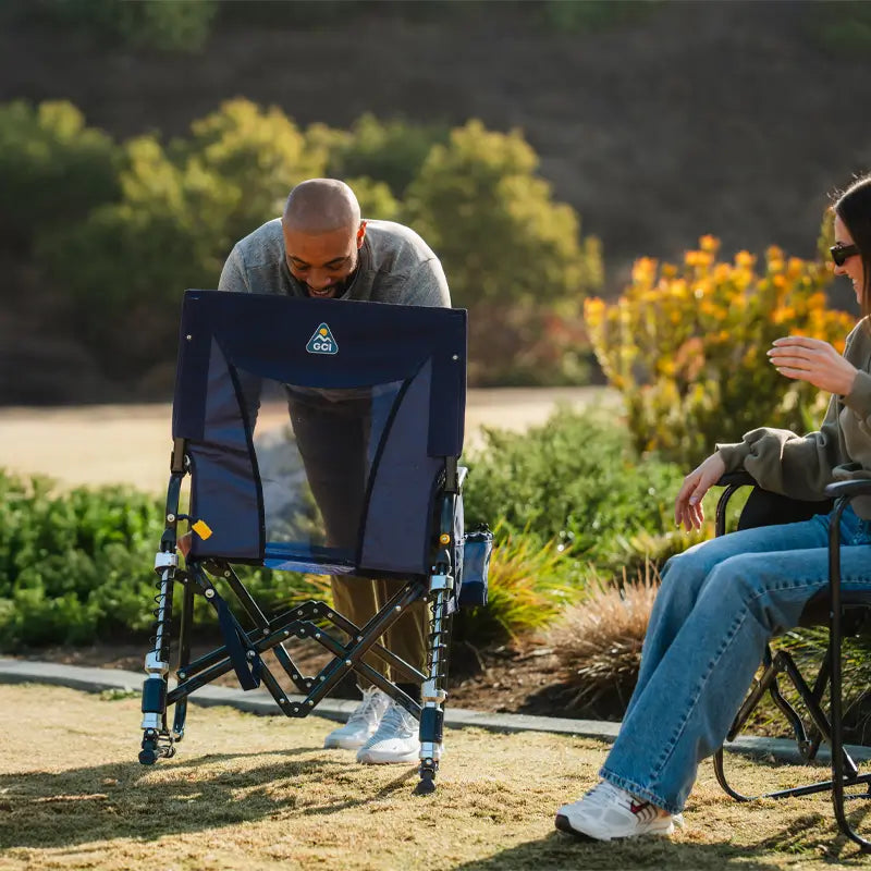 Premium All-Weather Adjustable Rocker - Choice 573 - RoadTrip Rocker Smooth Motion Camp Chair Detail