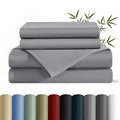 Wrinkle-Resistant Bamboo Queen Sheet Set, Luxury Soft 4 Pieces Bed Sheets with 18" Deep Pocket, Gray - Breathable Egyptian Cotton Flat & Fitted Sheets - Default Title