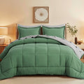 All-Season Grass Green/Grey Queen Size Comforter Set,3-Pieces Reversible Comforter Set Soft and Lightweight,All Season Down Alte... - All-Season Down Alternative Comforter Insert - Default Title