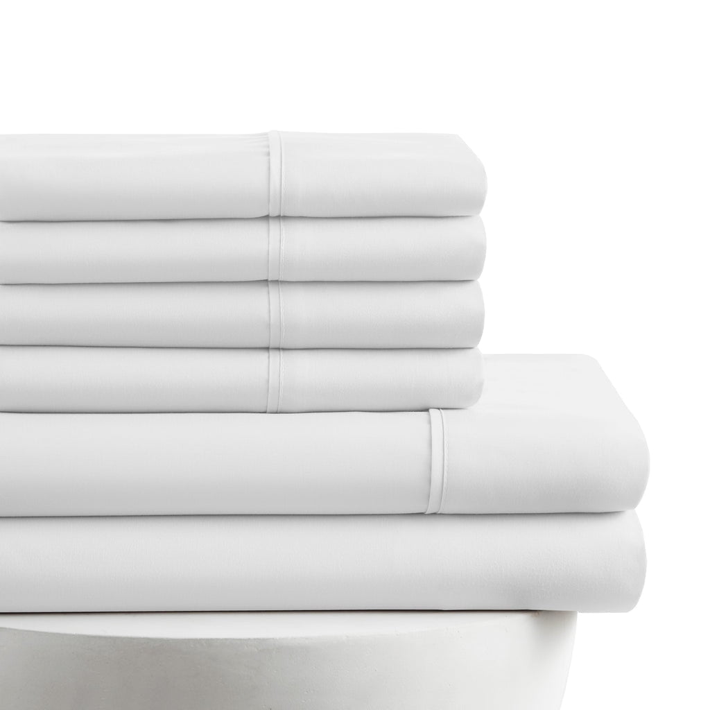 Breathable Luxury Queen Size 6 Piece Bed Sheet Set White - Ultra Soft Microfiber Deep Pocket Wrinkle Free - Luxury Bed Sheet Set with Deep Pockets - Default Title
