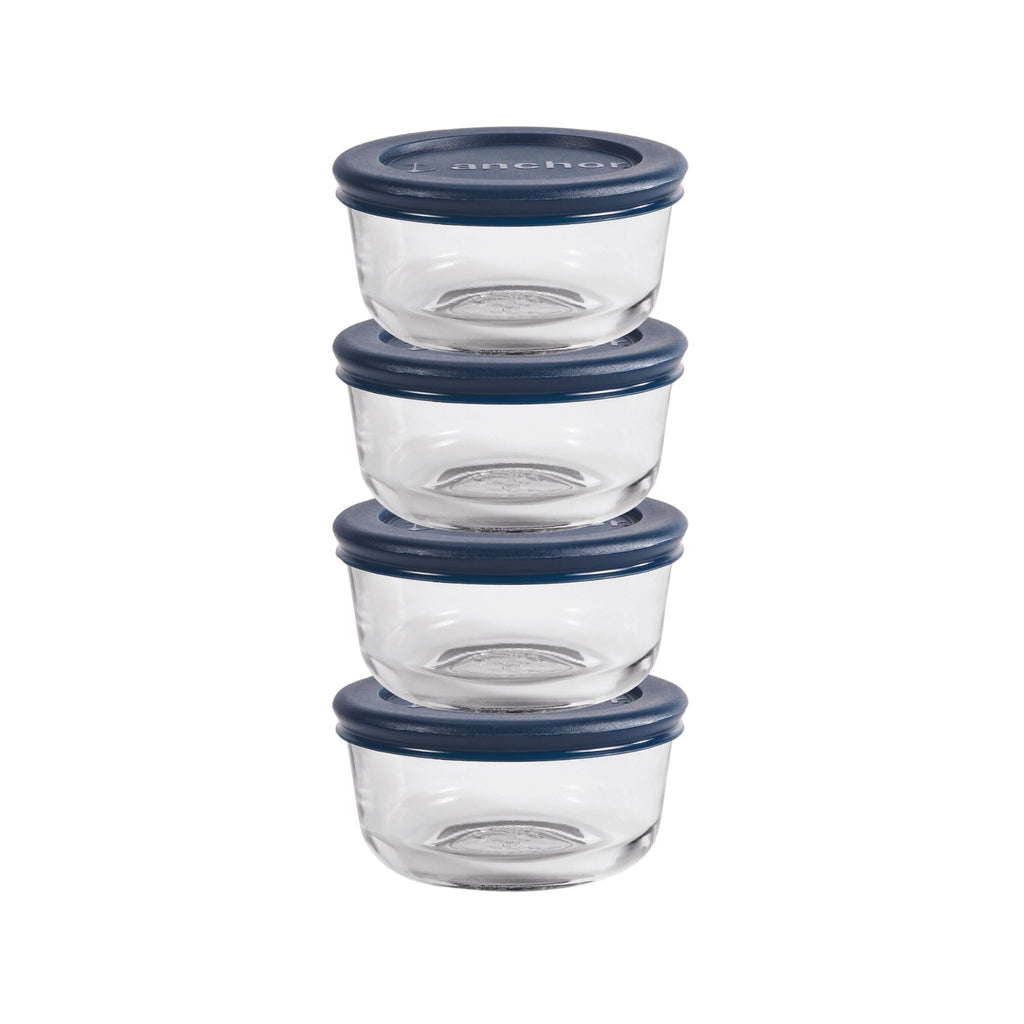 Whimsical Doughnut Glass Food Storage Containers with Lids, 1 Cup Round, Set of 4 - Fun Food Fidget Cookie Squishable Toy - Default Title