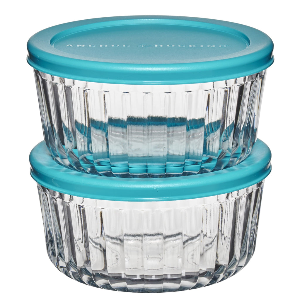 Fun Food Fidget Glass Food Storage Container with Lids, 4 Cup Round, Set of 2 - Deliciously Soft Cupcake Sensory Glob - Default Title