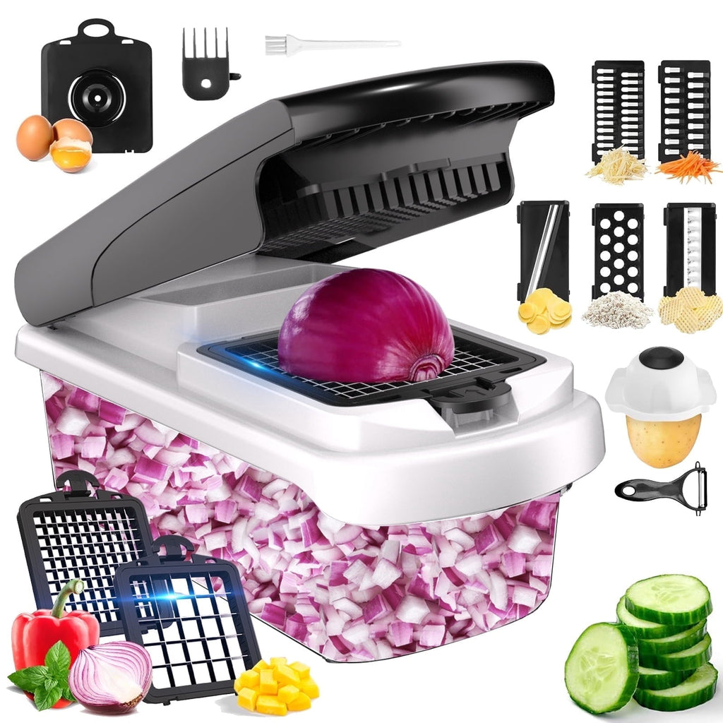Ergonomic Manual Vegetable Chopper Food Slicer, 15 in 1 Multi-Function Food Chopper for Onion, Veggie, Cheese Grater, Vegetable... - Innovative Kitchen Helper for Modern Cooking - Default Title