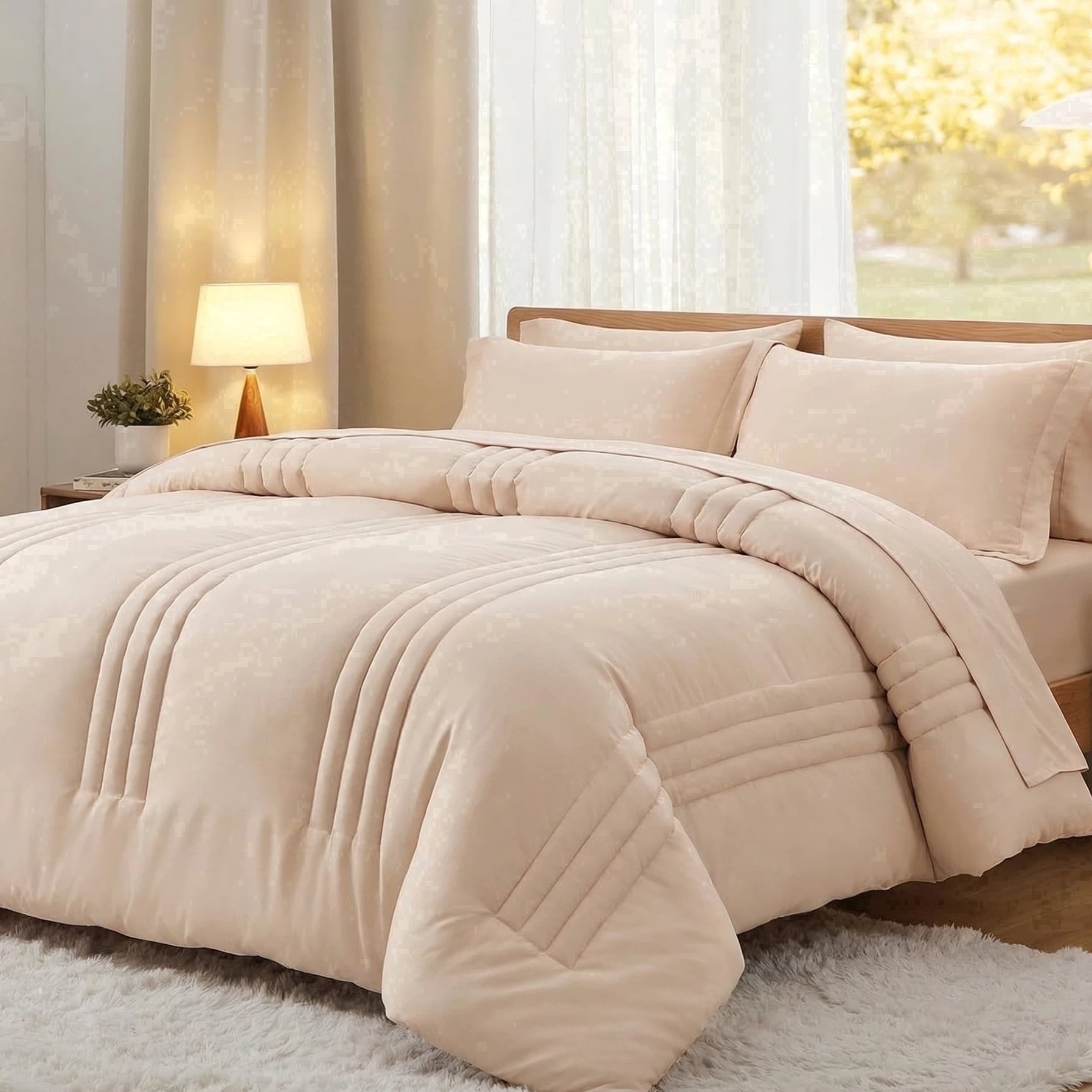 Fluffy Down Alternative Twin Comforter Set 5 Pieces,Bed in a Bag, Bedding Set with Comforter,Fitted Sheet,Flat Sheet,Pillowcase, All Season - Luxurious Quilted Duvet Cover Set - Default Title