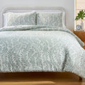 Luxurious Quilted Botanical 3-Piece Comforter Set, Green, Full Queen, All Ages - Luxurious Quilted Duvet Cover Set - Default Title