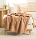 Super Soft Flannel Cozy Knit Throw, Dark Caramel, 50x72" - Luxury Knitted Decorative Throw Blanket with Fringes - Default Title