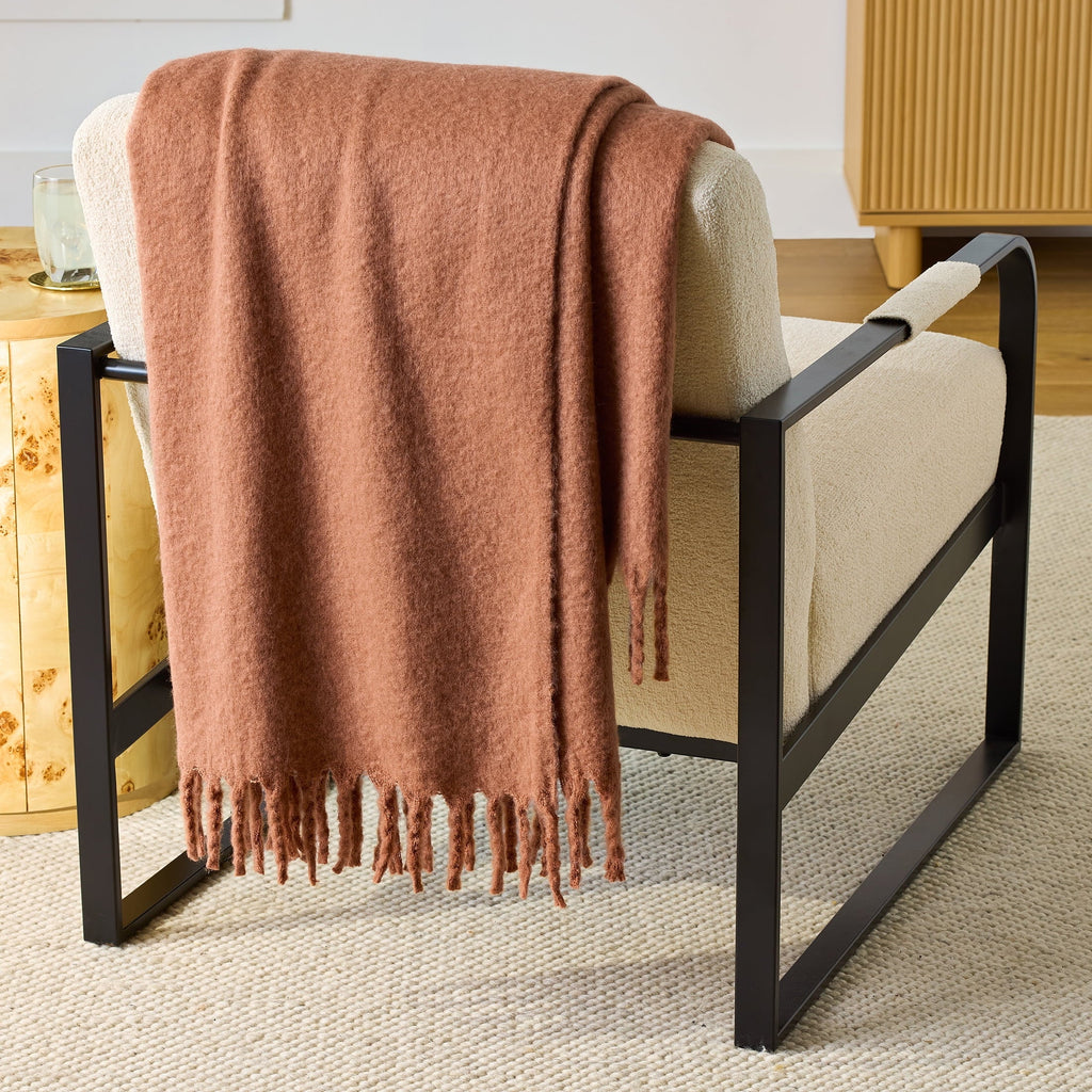 Reversible Sherpa Faux Mohair Cozy Couch Throw Blanket Terracotta Clay, 50x72" - Lightweight Plush Warm Blanket for All Seasons - Default Title
