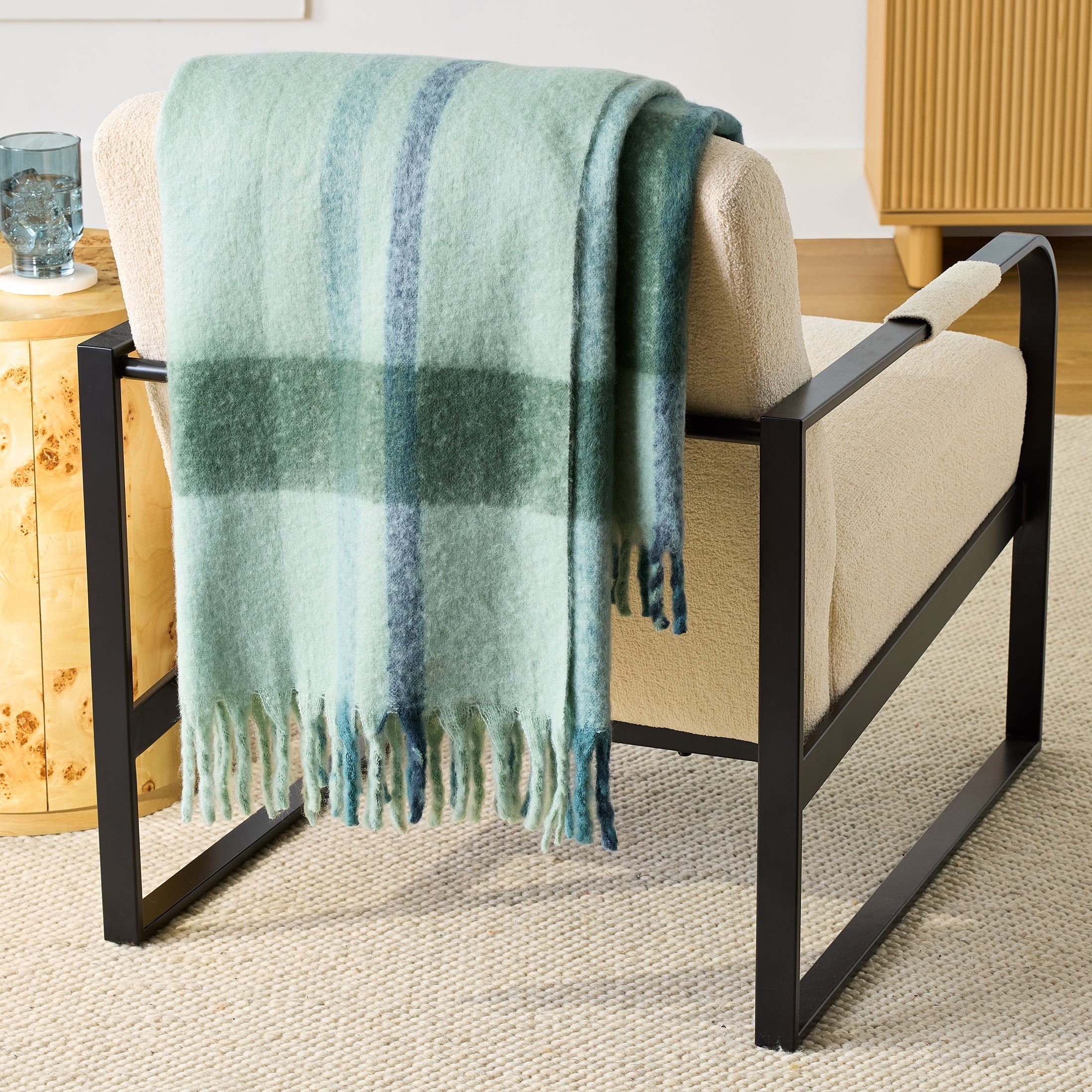 Cozy Fleece Faux Mohair Cozy Couch Throw Blanket Green Plaid, 50x72" - Cozy Fleece Throw Blanket for Couch & Bed - Default Title