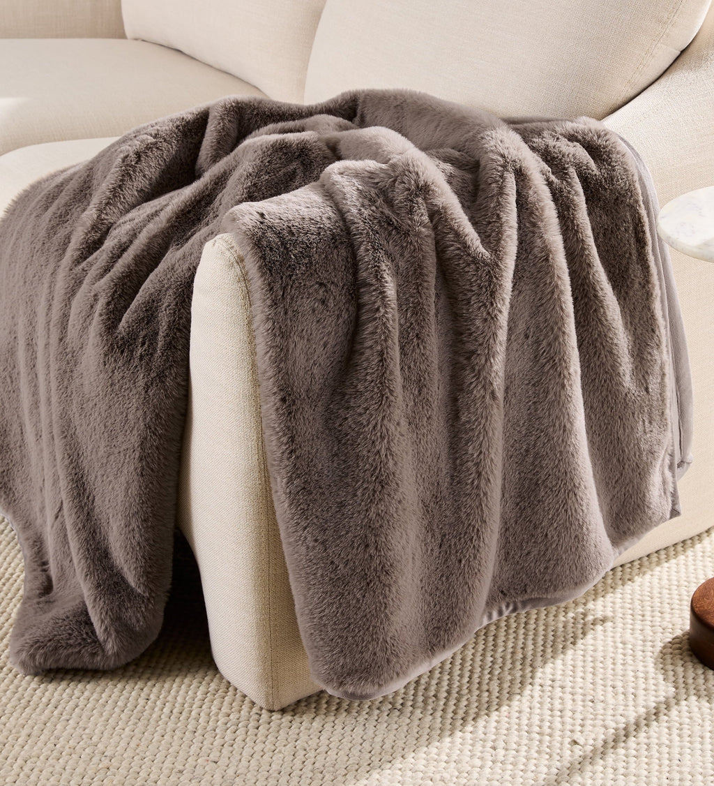 Reversible Sherpa Grey Faux Fur Ultra Soft Luxury Oversized Throw Blanket 50" x 72", Grey Bisque - Lightweight Plush Warm Blanket for All Seasons - Default Title