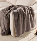 Reversible Sherpa Grey Faux Fur Ultra Soft Luxury Oversized Throw Blanket 50" x 72", Grey Bisque - Lightweight Plush Warm Blanket for All Seasons - Default Title