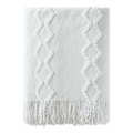 Super Soft Flannel Fluffy Chenille Knitted Fringe Throw Blanket, Lightweight Soft Cozy Bed Sofa Chair Blanket, White, 50" x 60" - Cozy Fleece Throw Blanket for Couch & Bed - Default Title