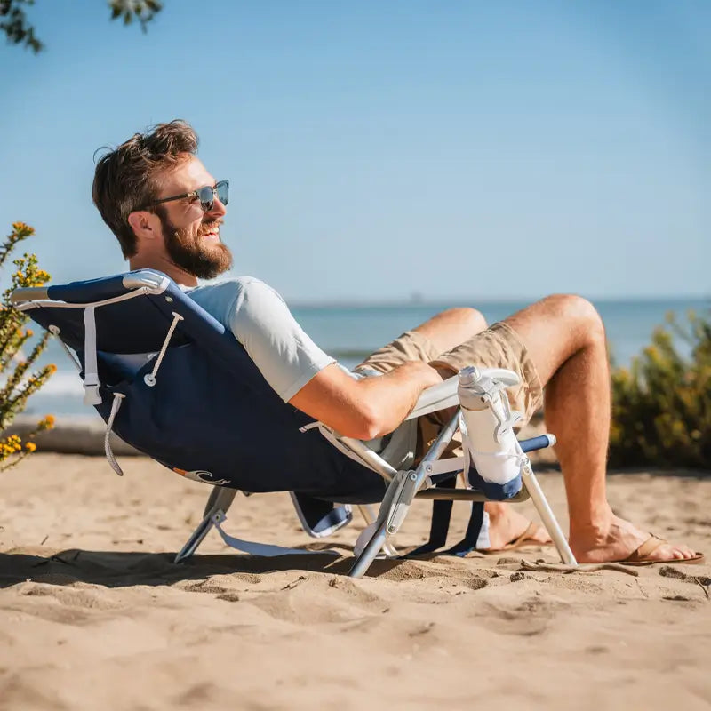 Rust-Resistant Aluminum Backpack Beach Chair - Choice 709 - Multi-Position Outdoor Beach Chair with Pillow Detail