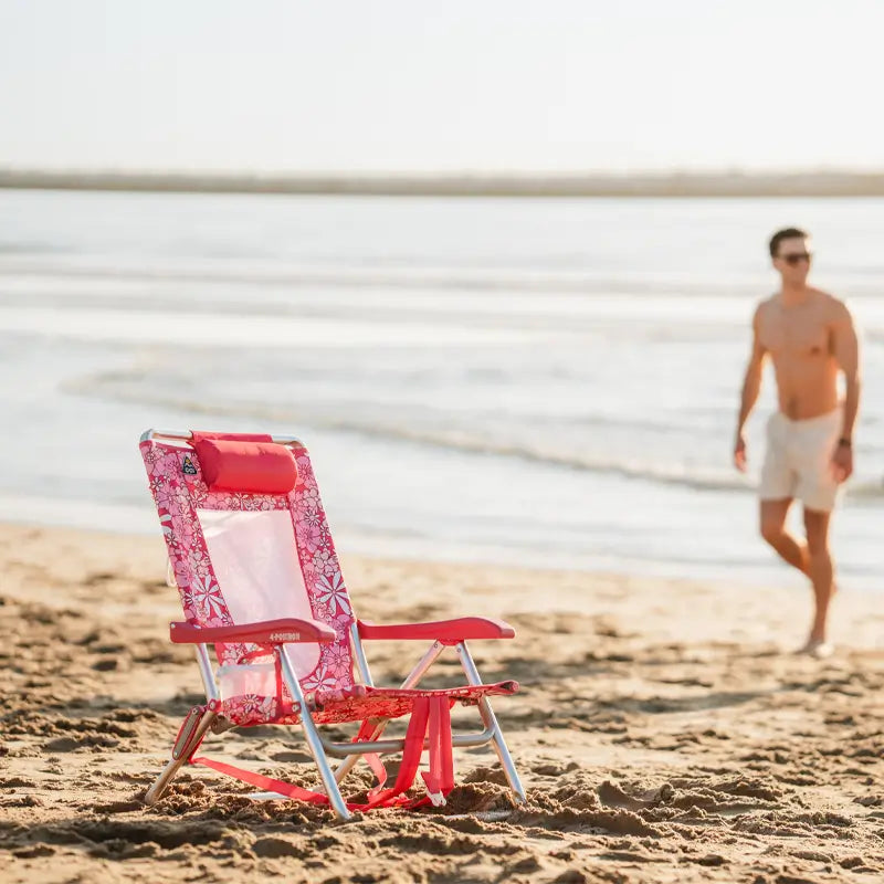 Rust-Resistant Aluminum Backpack Beach Chair - Choice 709 - Multi-Position Outdoor Beach Chair with Pillow Detail