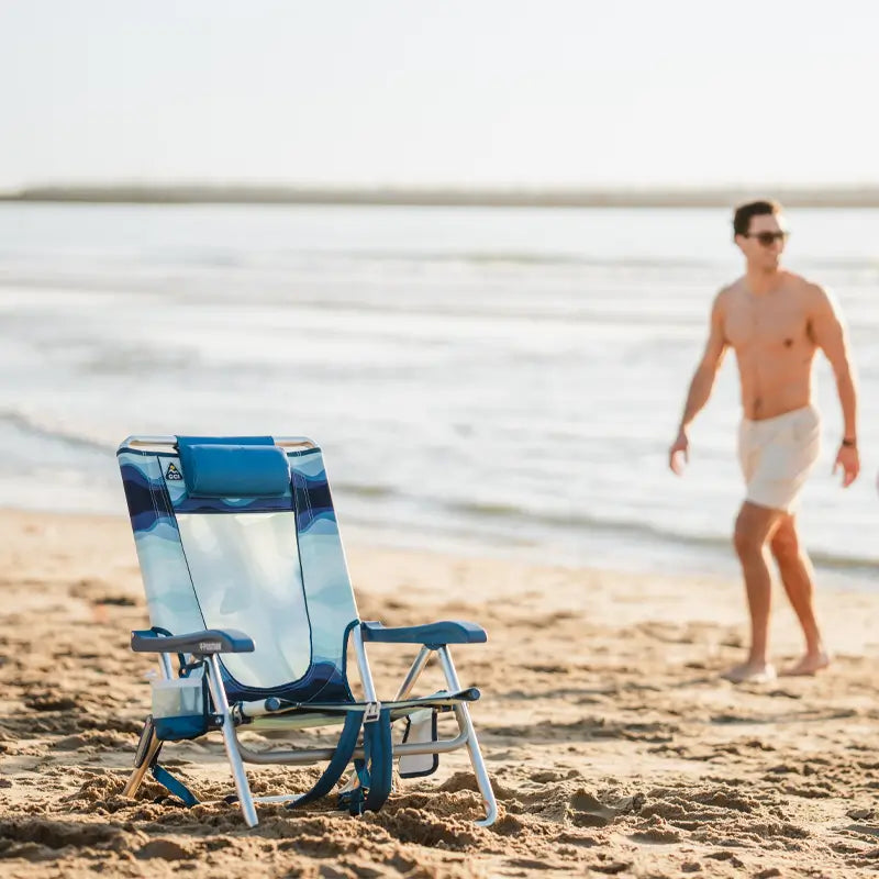 Rust-Resistant Aluminum Backpack Beach Chair - Choice 709 - Multi-Position Outdoor Beach Chair with Pillow Detail
