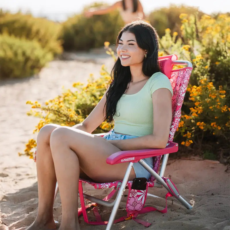 Rust-Resistant Aluminum Backpack Beach Chair - Choice 709 - Multi-Position Outdoor Beach Chair with Pillow Detail