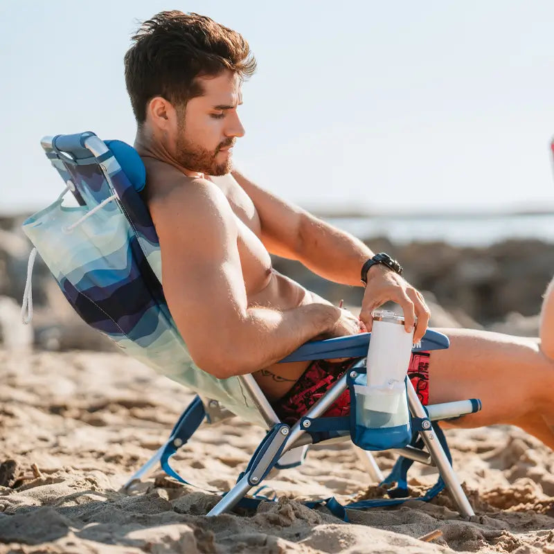 Rust-Resistant Aluminum Backpack Beach Chair - Choice 709 - Multi-Position Outdoor Beach Chair with Pillow Detail