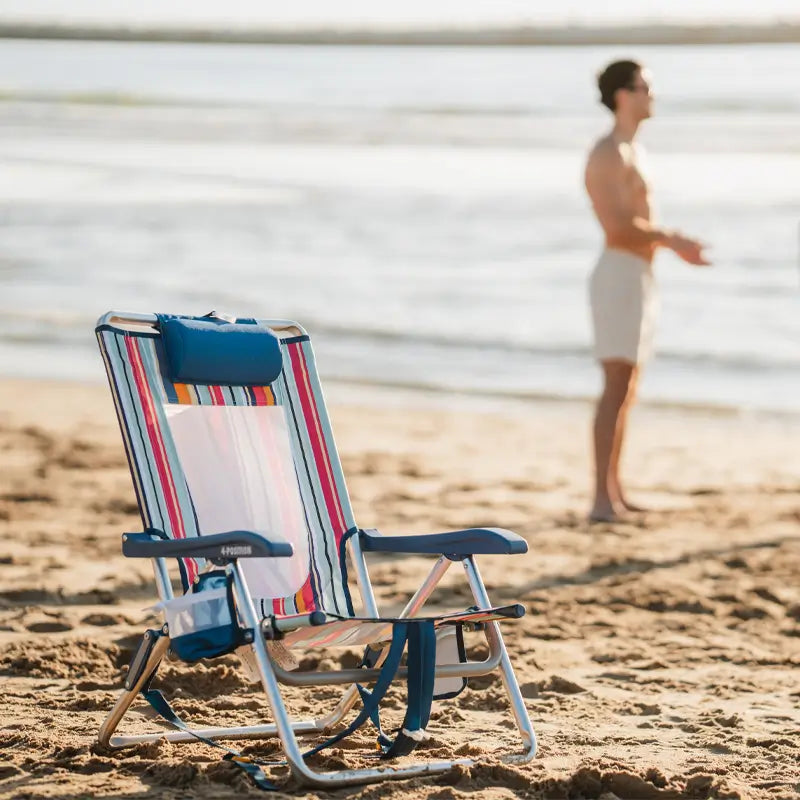 Rust-Resistant Aluminum Backpack Beach Chair - Choice 709 - Multi-Position Outdoor Beach Chair with Pillow Detail