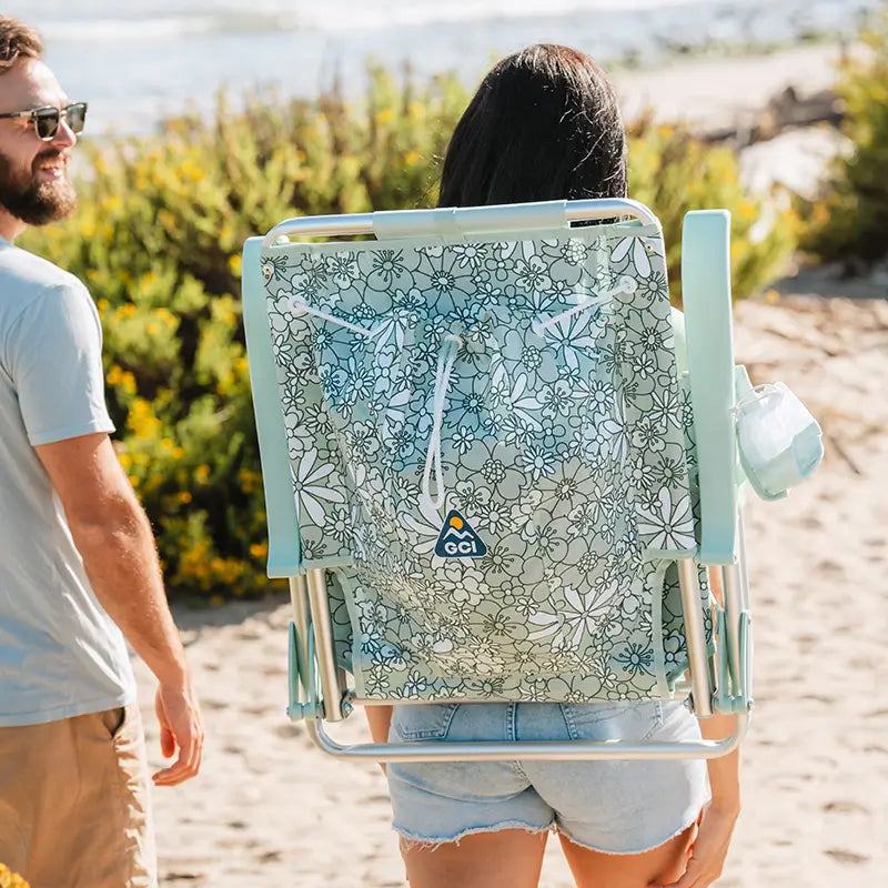 Rust-Resistant Aluminum Backpack Beach Chair - Choice 709 - Multi-Position Outdoor Beach Chair with Pillow Detail