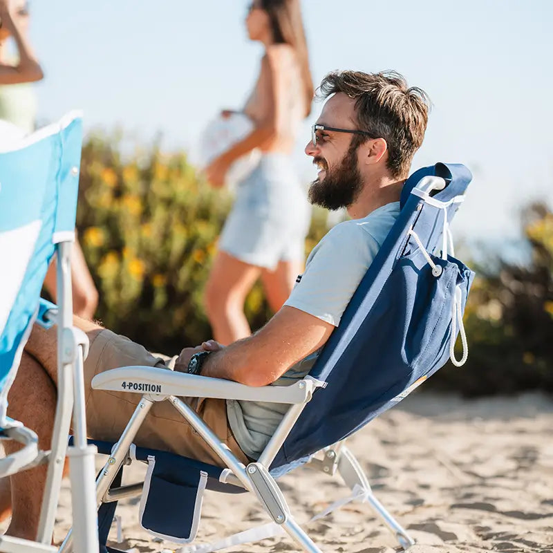 Rust-Resistant Aluminum Backpack Beach Chair - Choice 709 - Multi-Position Outdoor Beach Chair with Pillow Detail