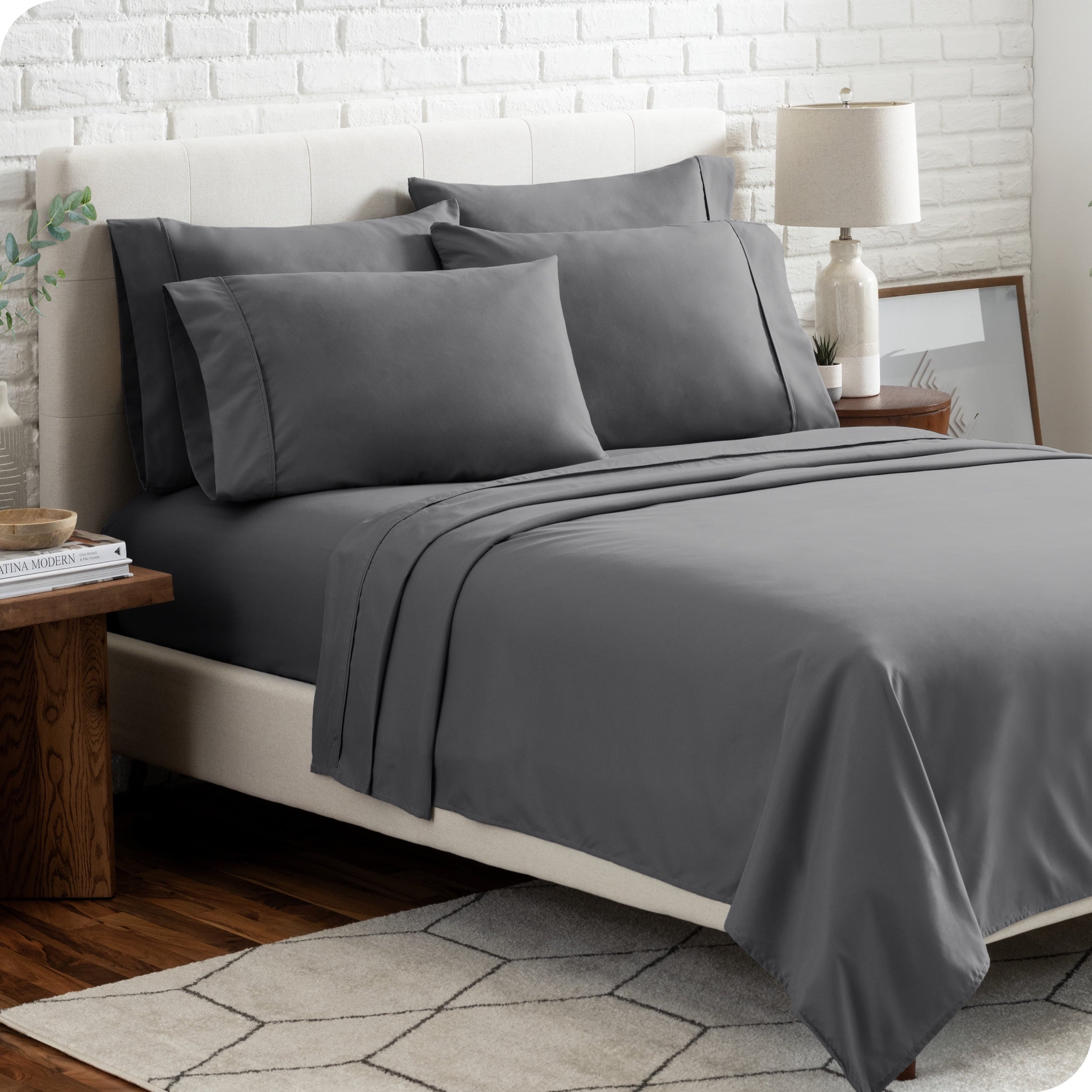 Wrinkle-Resistant Luxury Bed Sheet Set- 6 Piece - Queen, Gray - Cooling Hotel Quality Bedding Sheets and Pillowcases - Default Title
