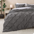 All-Season Pintuck Down Alternative Comforter Set - 3-Pieces - All Seasons - King, Grey - Hypoallergenic Ultra-Fluffy Quilt for Winter - Default Title
