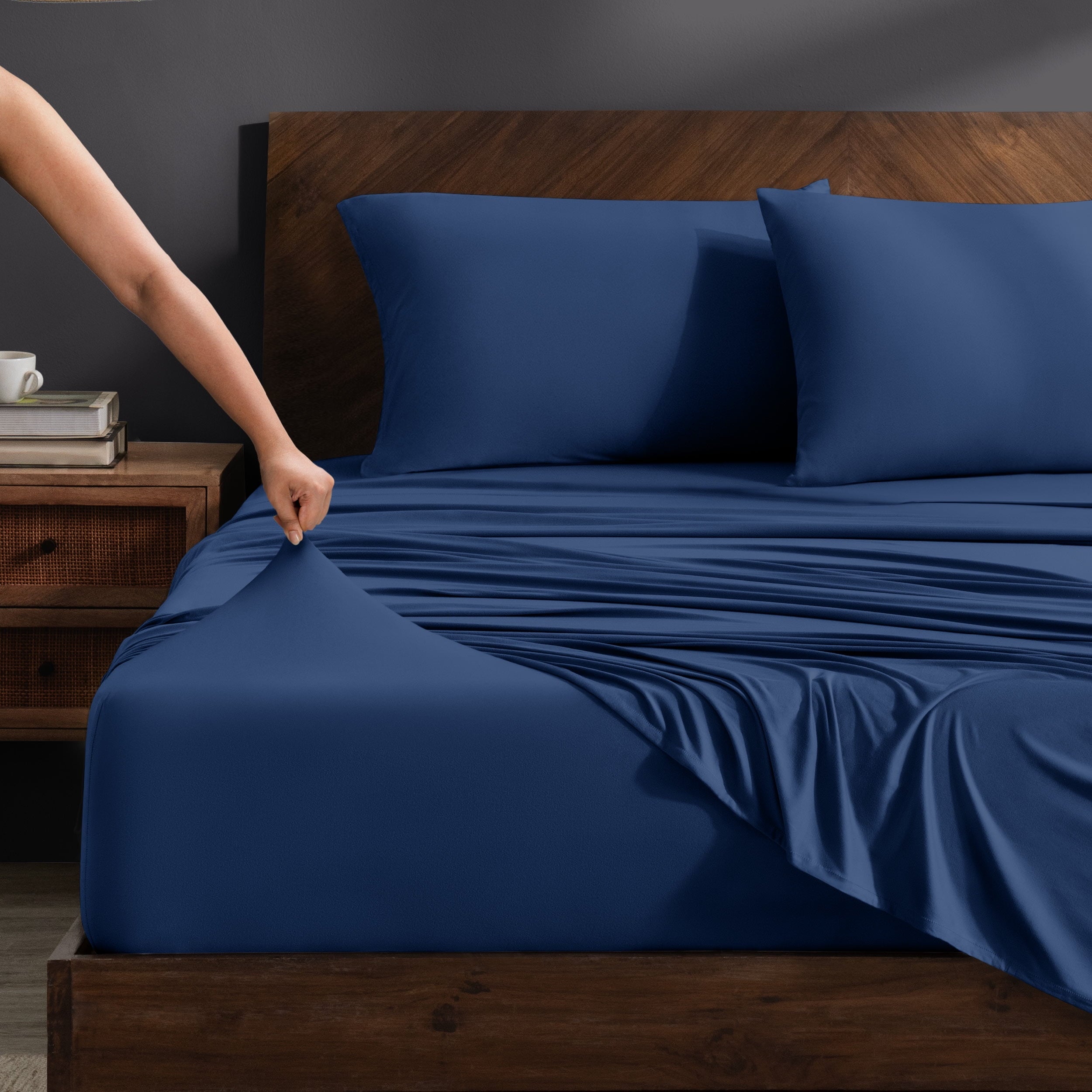 Cooling Sateen Cooling Performance Jersey Knit Stretch Sheet Set, Moisture-Wicking & Breathable, 4-Way Stretch Bed Sheets, Envelope ... - Premium Ultra-Soft Pillowcase Pair for Sleeping - Default Title