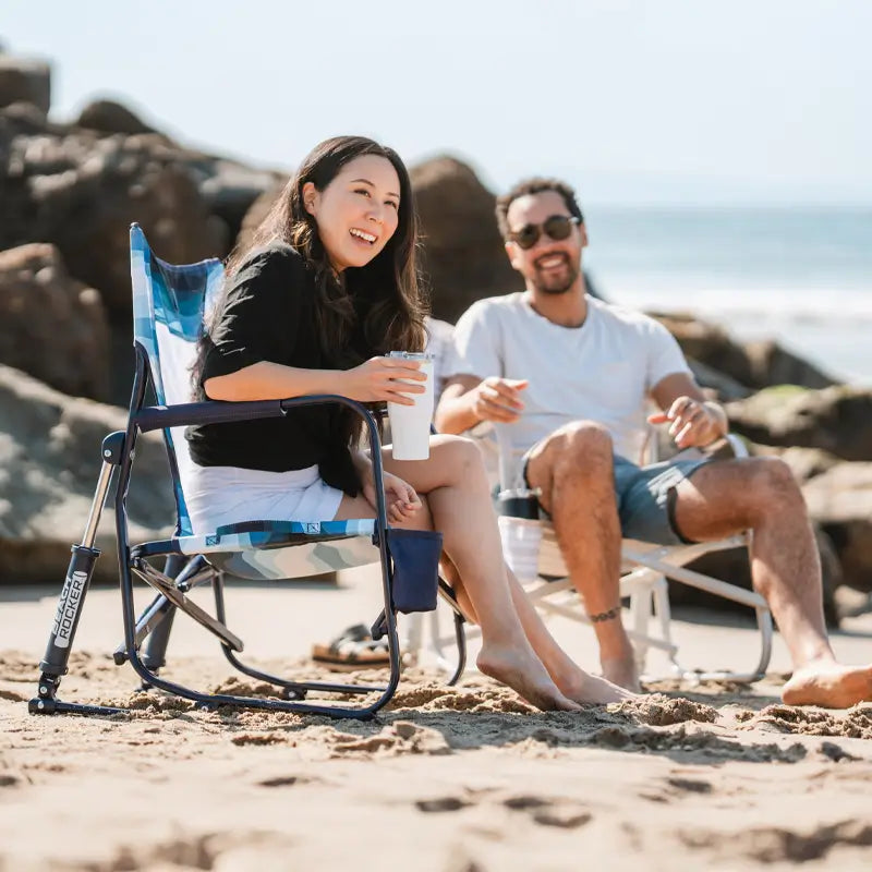 Patented Spring-Action Beach Rocker - Choice 712 - Heavy-Duty Kickback Rocker with Beverage Holder Detail