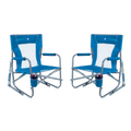 Smooth Motion Beach Rocker Bundle - Choice 773 - Patented Spring-Action Rocking Chair for Camping - Saybrook Blue