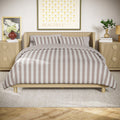 Luxurious Quilted 100% Cotton Striped 3-Piece Natural Comforter Set, Full/Queen - Cloud-Like Soft Lightweight Bed Comforter - Default Title
