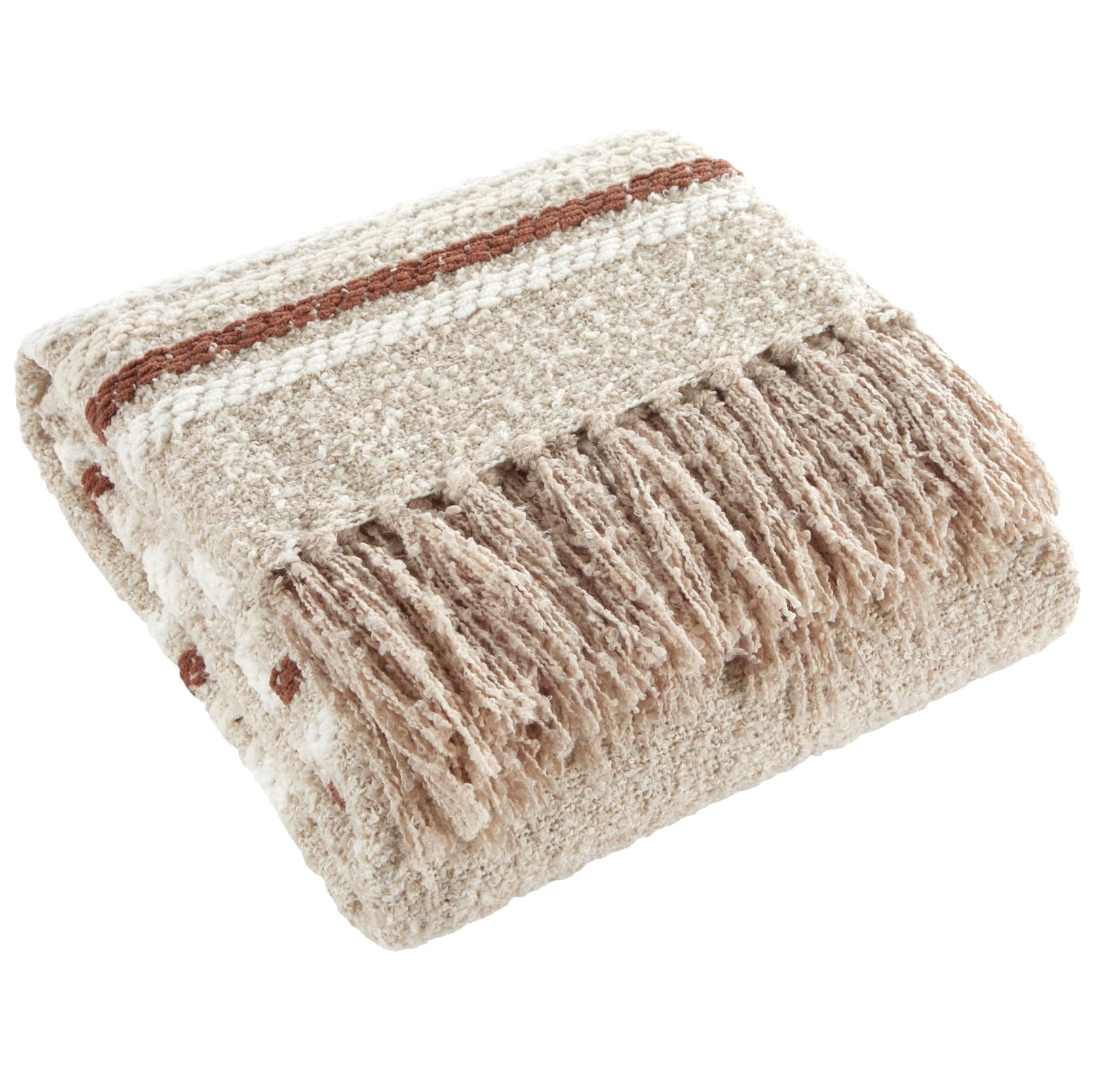 Cozy Fleece 60" x 50" Cozy Striped Porcini Chenille Throw - Lightweight Plush Warm Blanket for All Seasons - Default Title