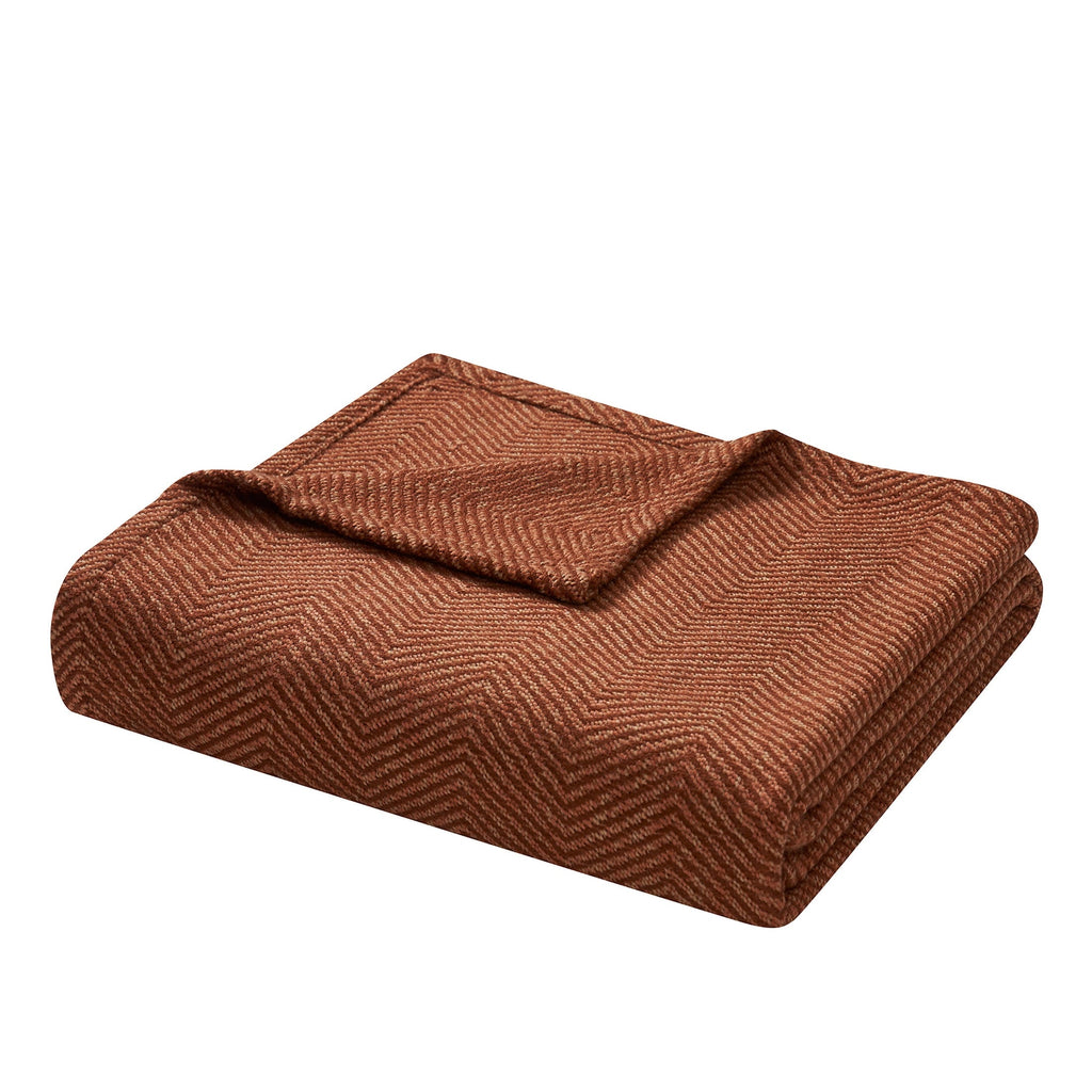 Lightweight Warm Beautiful Rust Woven Herringbone Throw , 50" x 60" - Lightweight Plush Warm Blanket for All Seasons - Default Title