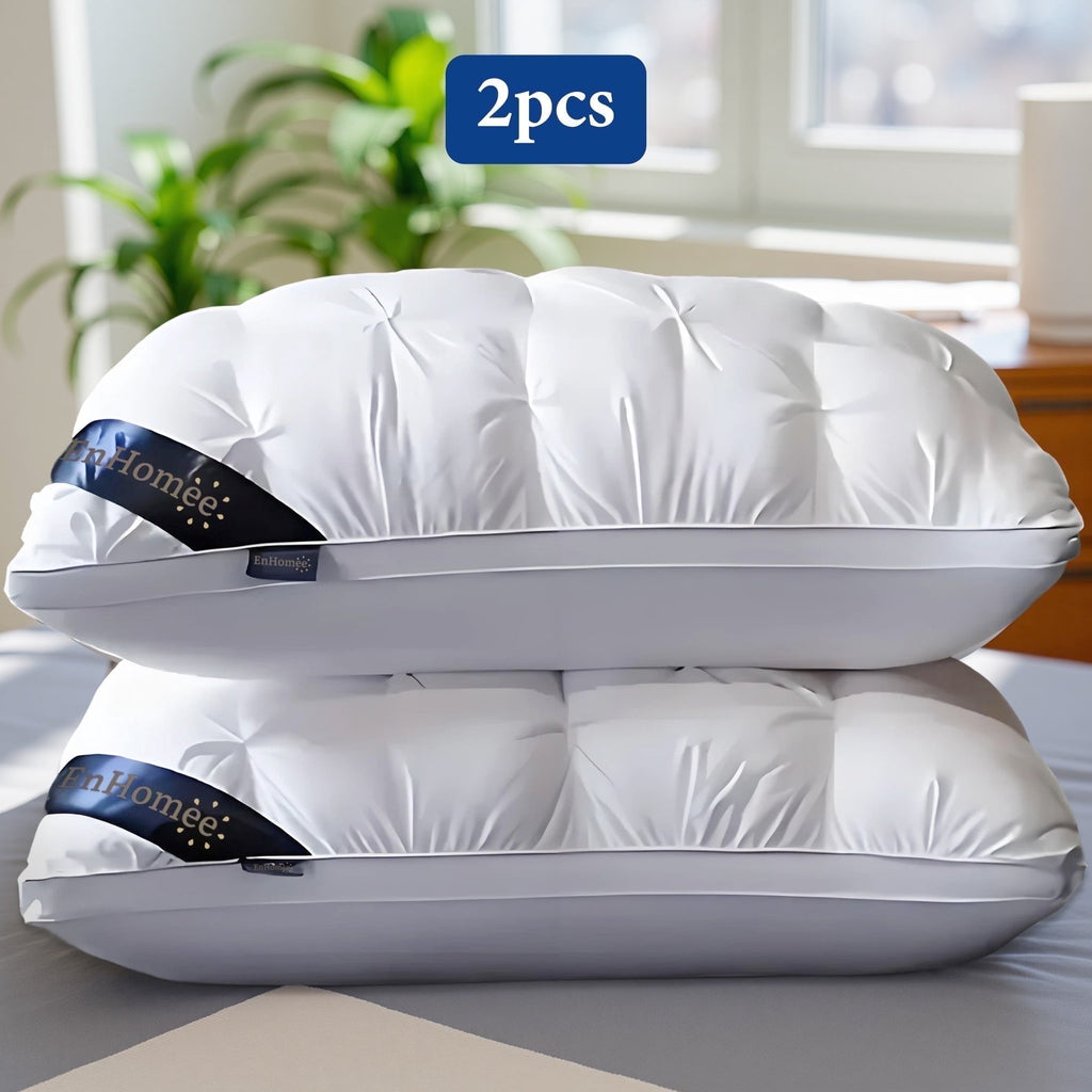 Ergonomic Memory Foam 2-Pack Luxurious Hotel-Quality ,Resistant to Flattening, All-Season,White - Orthopedic Shredded Foam Bed Pillow Set - Default Title