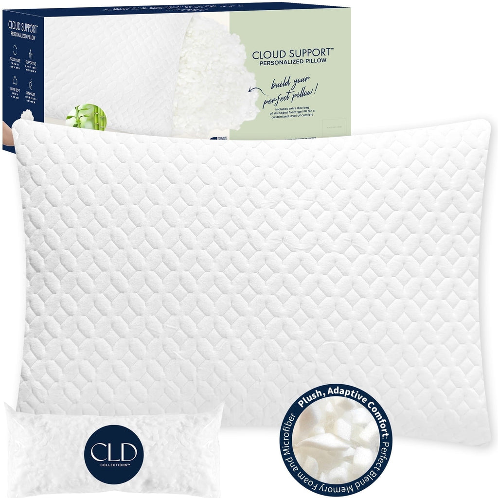 Fluffy Shredded Bed Pillows Cross Cut Memory Foam For Sleeping,Queen Size Bedding Pillow(White), Original Pillow for Sleeping，Adjusta... - Decorative Throw Pillow Cushion for Sofa & Bed - Default Title