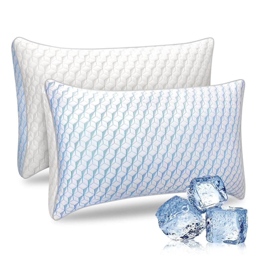Ergonomic Memory Foam Bed Pillows, Pillows for Bed Queen Size 2 Pack, Premium Down Alternative Luxury Hotel Pillows Set of 2, Cooling Pillo... - Orthopedic Shredded Foam Bed Pillow Set - Default Title