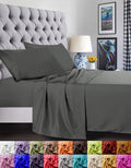 Wrinkle-Resistant 4 Pieces Bed Sheet set Flat,Fitted,Pillowcase , Queen Grey - Premium Ultra-Soft Pillowcase Pair for Sleeping - Default Title
