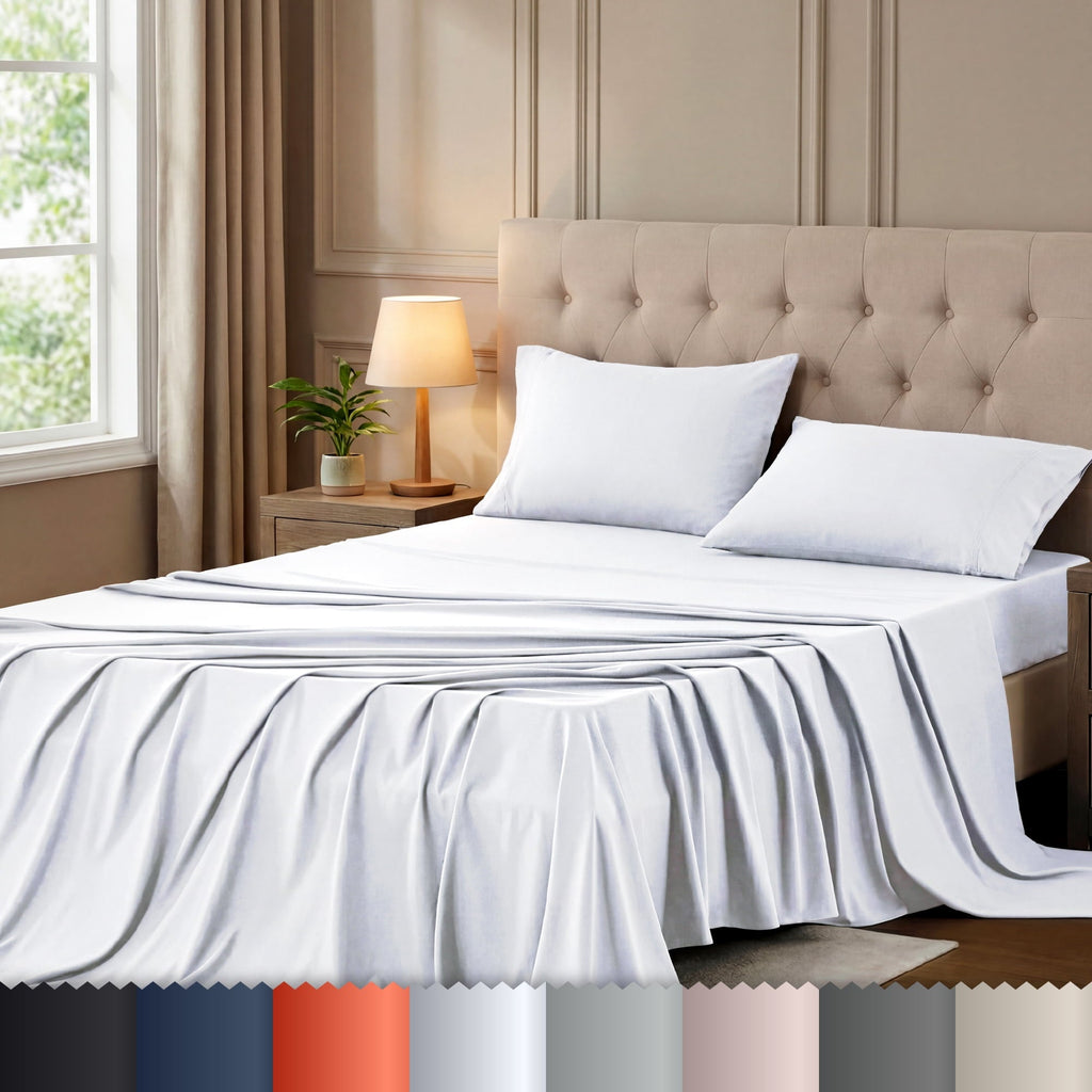 Wrinkle-Resistant Queen Size Bed Sheet Set in Bright White – 4 Piece Microfiber Sheets, Ultra-Soft, Deep Pocket, Wrinkle-Resistant, Eas... - Premium Ultra-Soft Pillowcase Pair for Sleeping - Default Title