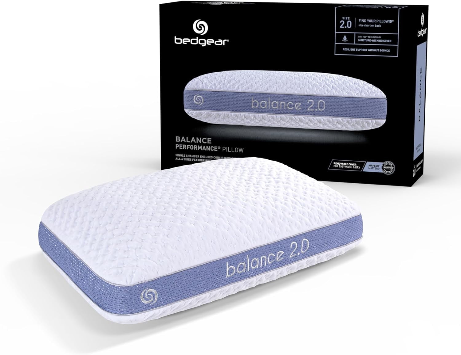 Ergonomic Memory Foam Performance Pillow – 2.0 - Moisture Wicking Bed Pillow for All Sleep Positions - Medium Firmness Bed Pillow -... - Decorative Throw Pillow Cushion for Sofa & Bed - Default Title