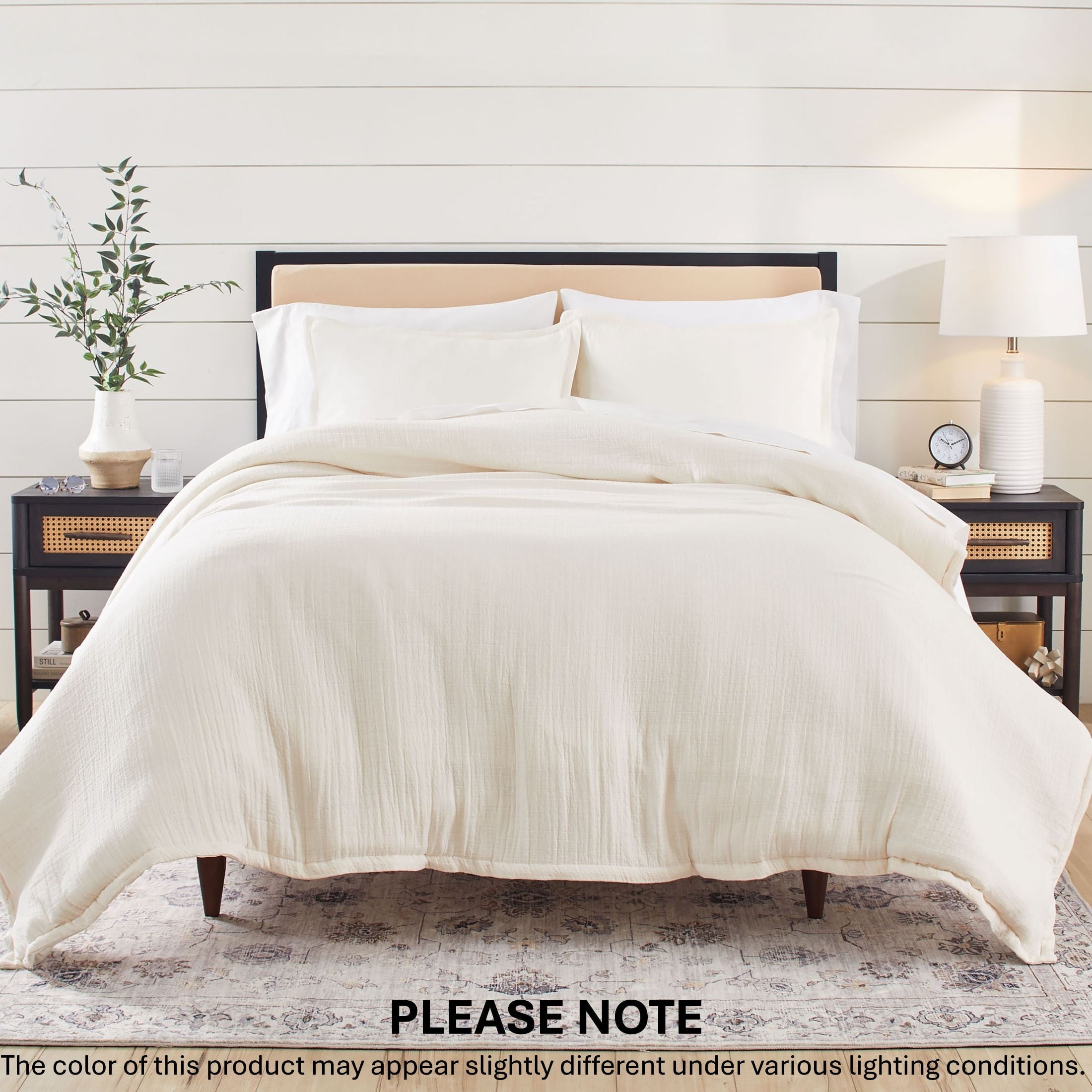Fluffy Down Alternative 3-Piece Cream Gauze Comforter Set, Adult Full/Queen - Luxurious Quilted Duvet Cover Set - Default Title