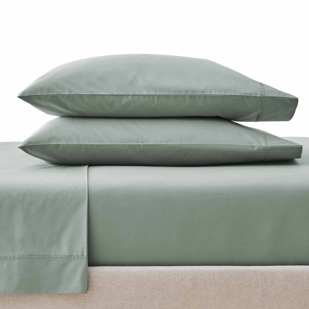 Premium Egyptian Cotton Cool & Crisp 4-Piece 300 Thread Count Green River Cotton Percale Sheet Set, Queen - Cooling Hotel Quality Bedding Sheets and Pillowcases - Default Title