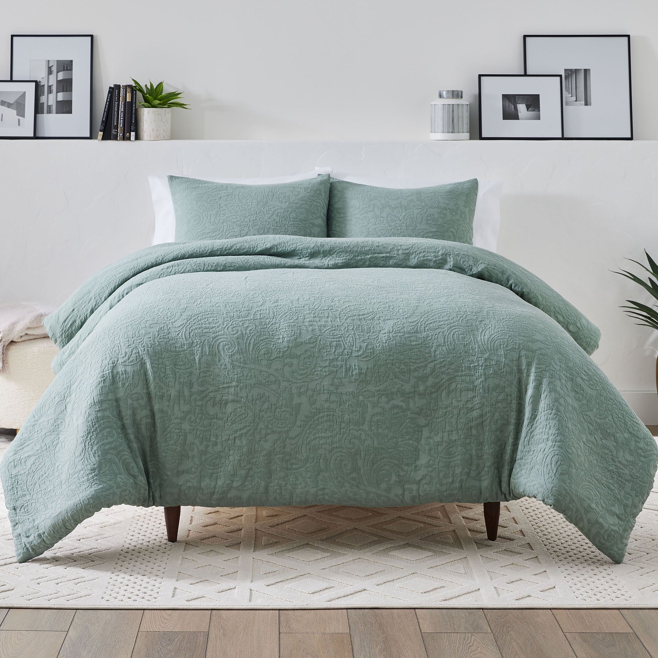 Hypoallergenic Cloud 3-Piece Sage Floral Comforter Set, Full/Queen - Hypoallergenic Ultra-Fluffy Quilt for Winter - Default Title