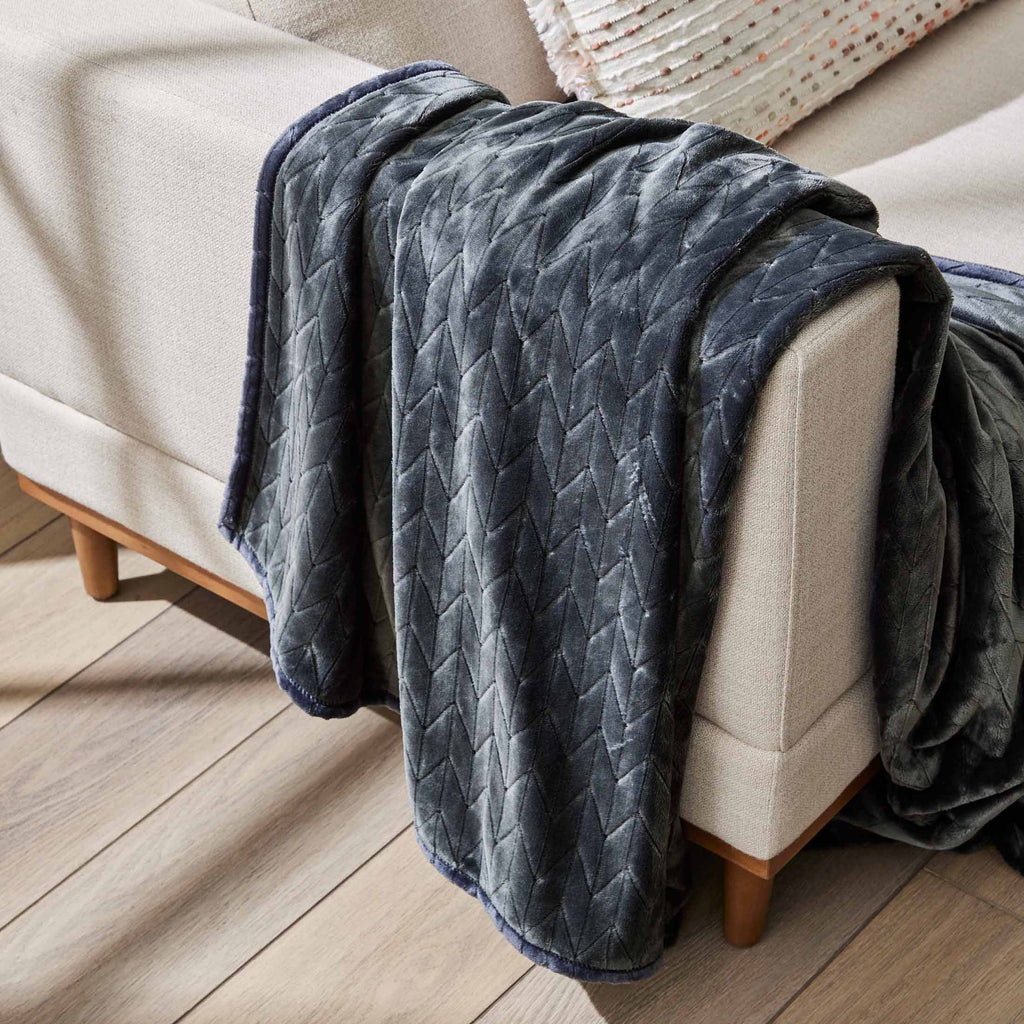 Reversible Sherpa Textured Velvet Plush Soft Fleece Throw Blanket, Oversized, Greystone - Lightweight Plush Warm Blanket for All Seasons - Default Title