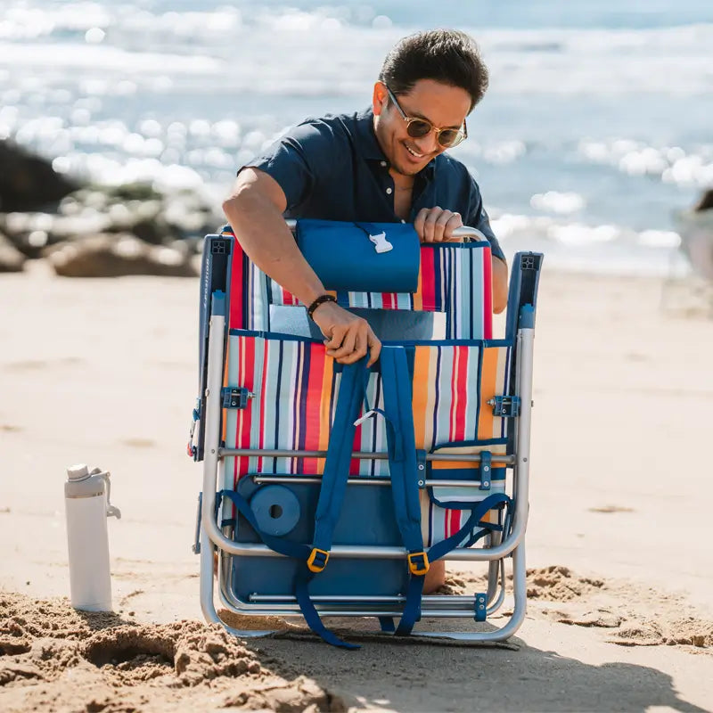 Reclining Beach Big Surf with Slide Table - Choice 334 - Multi-Position Outdoor Beach Chair with Pillow Detail