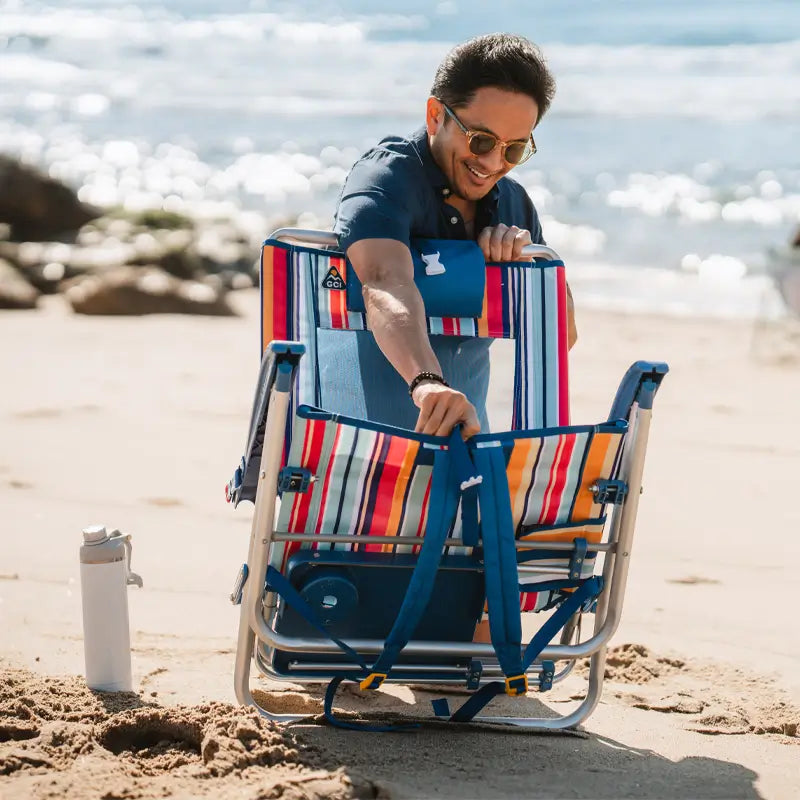 Reclining Beach Big Surf with Slide Table - Choice 334 - Multi-Position Outdoor Beach Chair with Pillow Detail