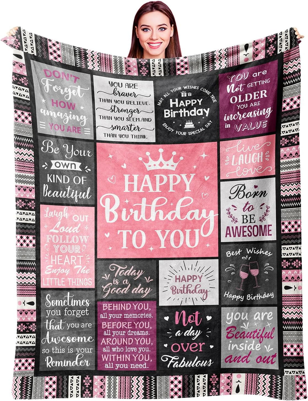 Super Soft Flannel Birthday Gifts for Women Girls Throw Blanket, Happy Birthday Decorations for Women, Gifts for Women Birthday Unique, ... - Cozy Fleece Throw Blanket for Couch & Bed - Default Title