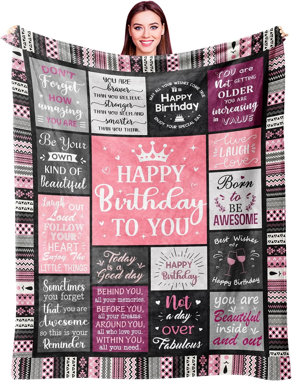 Super Soft Flannel Birthday Gifts for Women Girls Throw Blanket, Happy Birthday Decorations for Women, Gifts for Women Birthday Unique, ... - Cozy Fleece Throw Blanket for Couch & Bed - Default Title