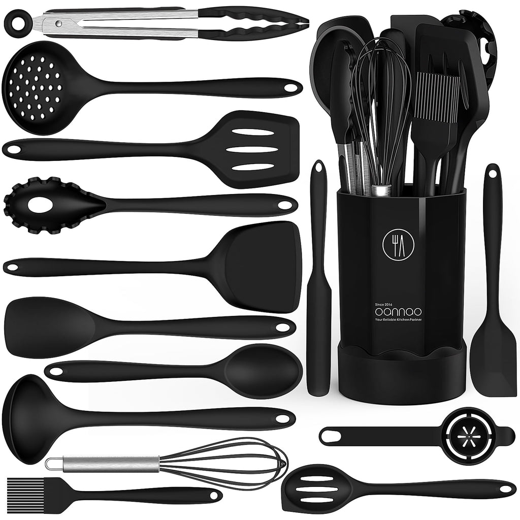 Seamless One-Piece Silicone Cooking Utensils Set - 446°F Heat Resistant Kitchen Utensils,Turner Tongs,Spatula,Spoon,Brush,Whisk,Ki... - Premium Stainless Steel Cooking Utensil for Non-Stick Pots - Default Title